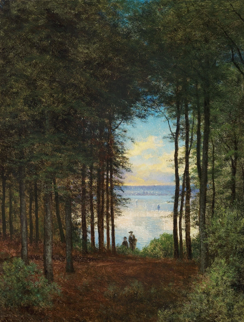 Una vista attraverso una radura al fiordo di Vejle a Munkebjerg, 1892